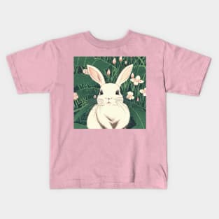 White American Sable Rabbit Cutie Pie Floral Bunny Mom Kids T-Shirt